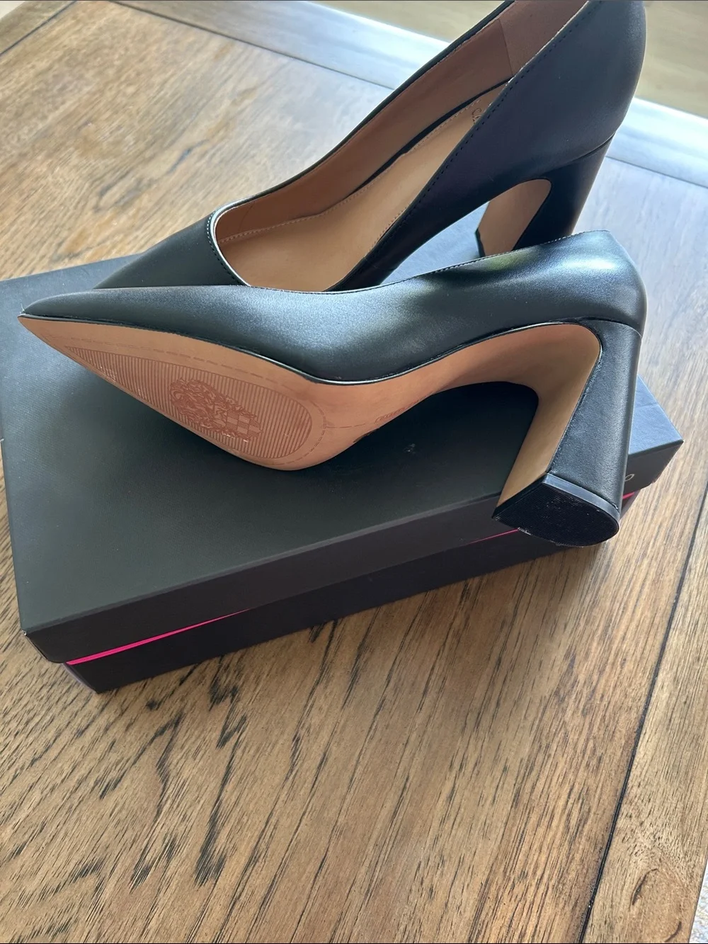 Vince Camuto Black Pointed Toe Block Heel Pumps